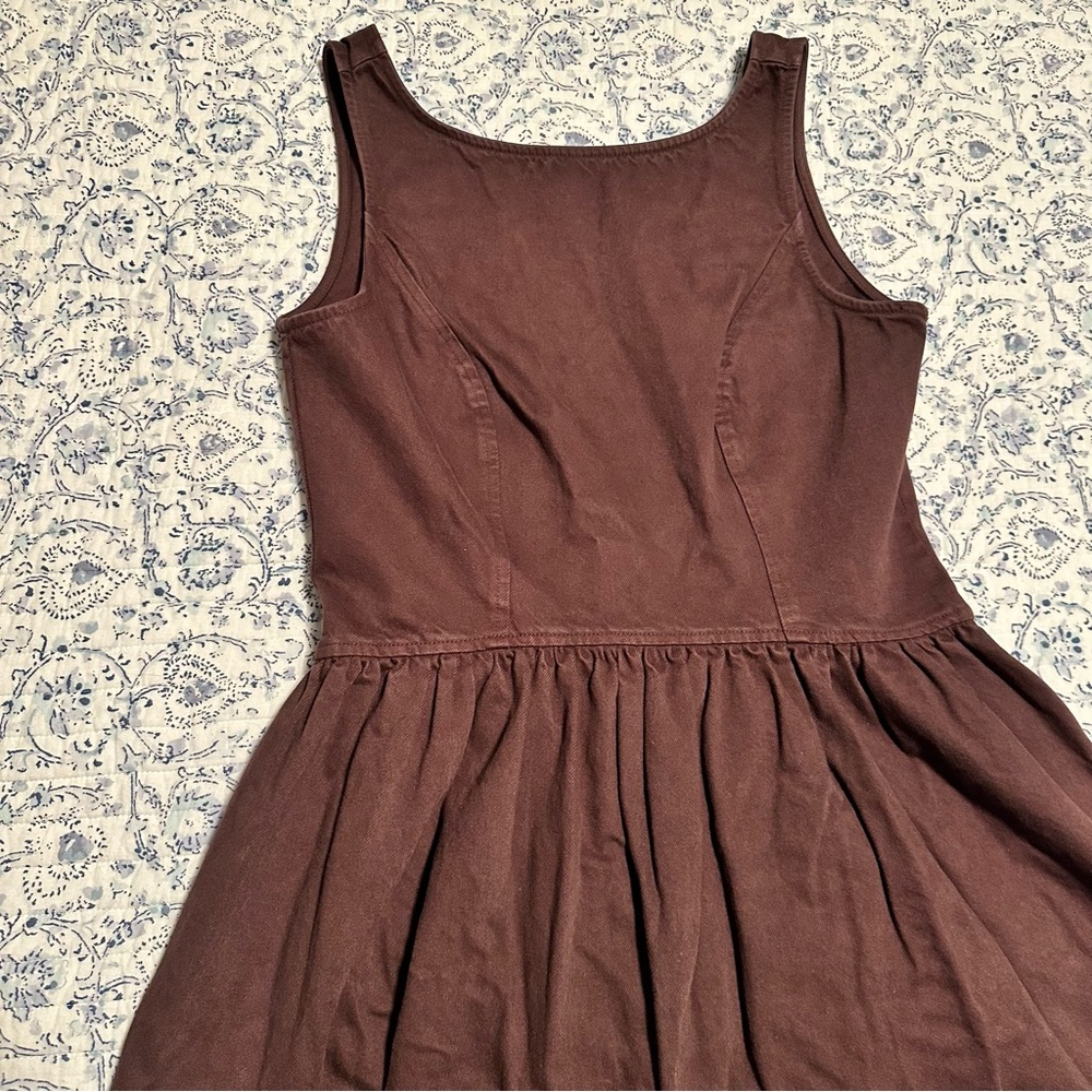 WAYF Amelia Denim Midi Dress Brown Women’s Medium 🤎 - Picture 4 of 11